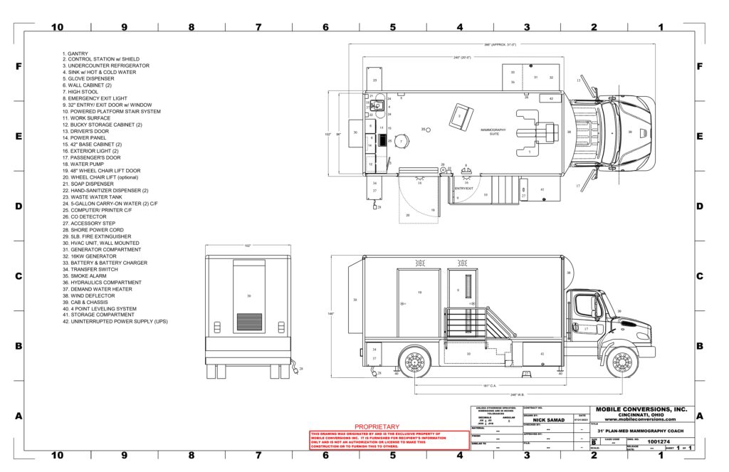 Request a Custom Mobile Mammography Quote & Floor Plan Blueprint. Mobile Mammography coach Manufacturer | MCI | Mobile Conversions International